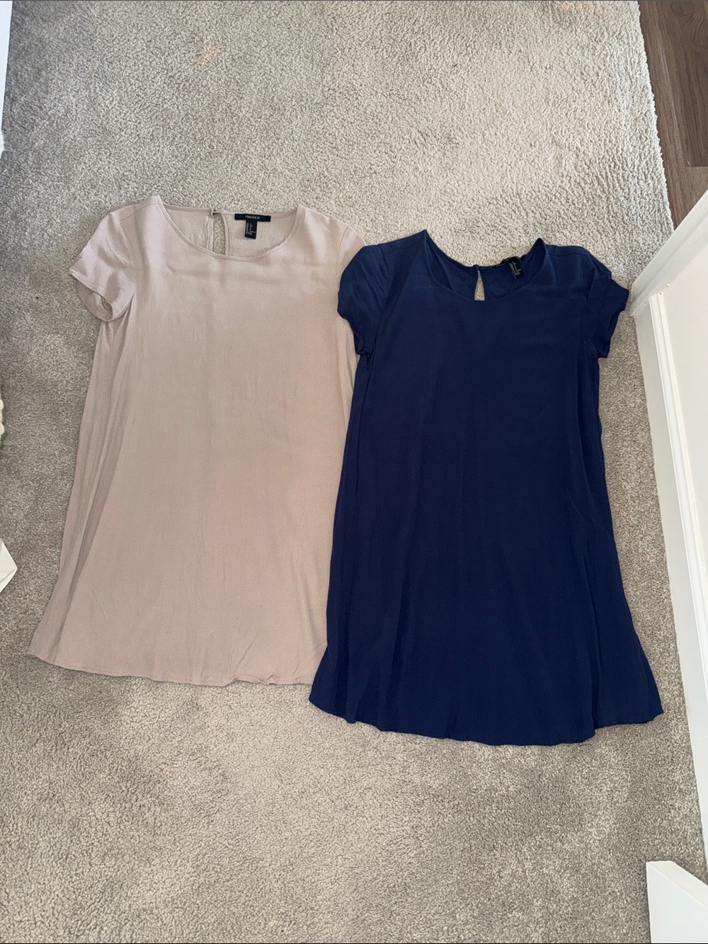 Forever 21 Navy and Light Taupe Short-Sleeve dresses